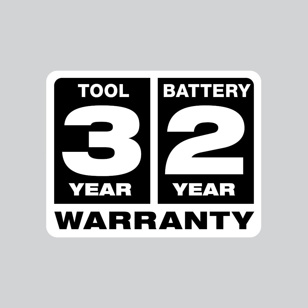 3 Year Tool and 2 Year Battery Warranty 