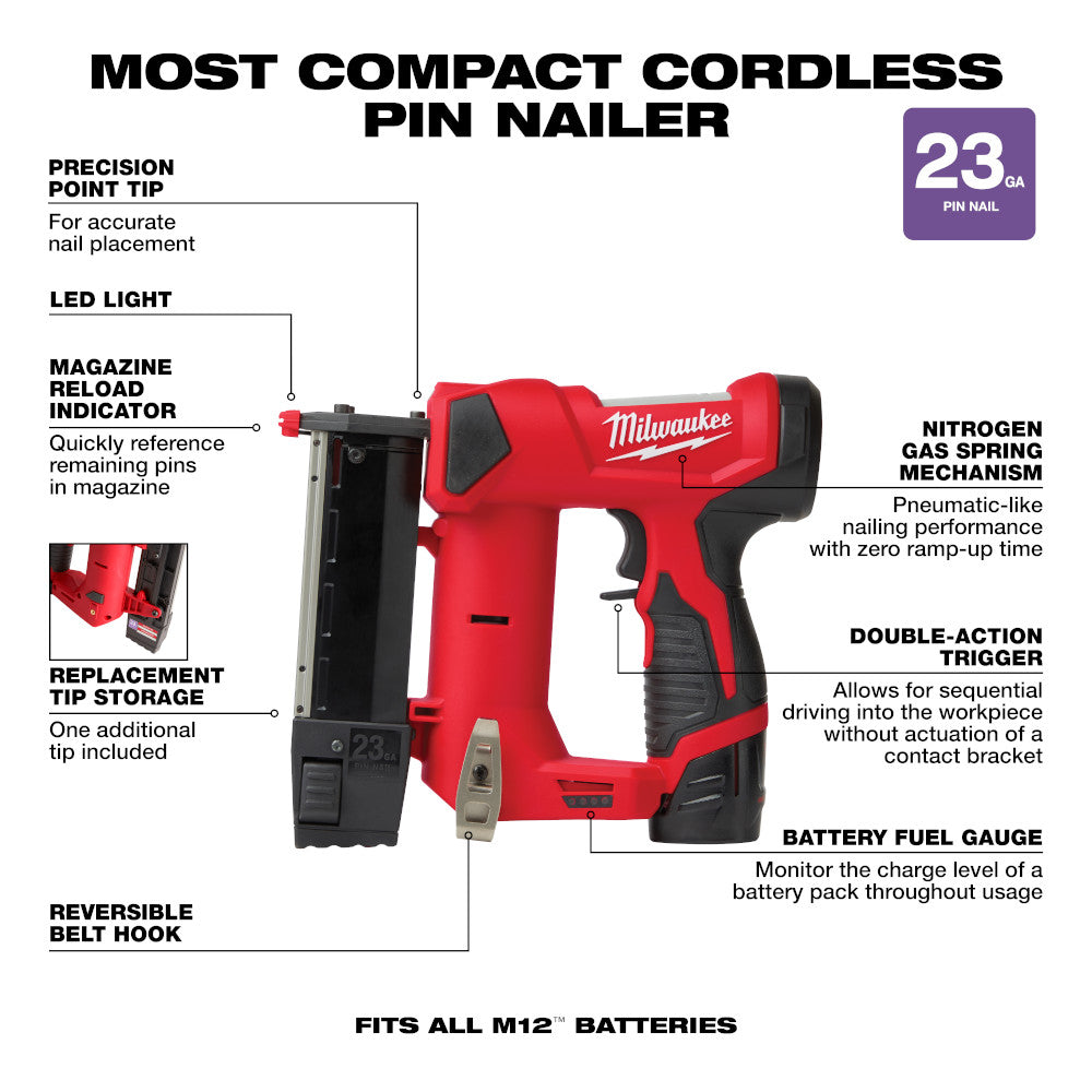 M12™ 23 Gauge Pin Nailer Kit