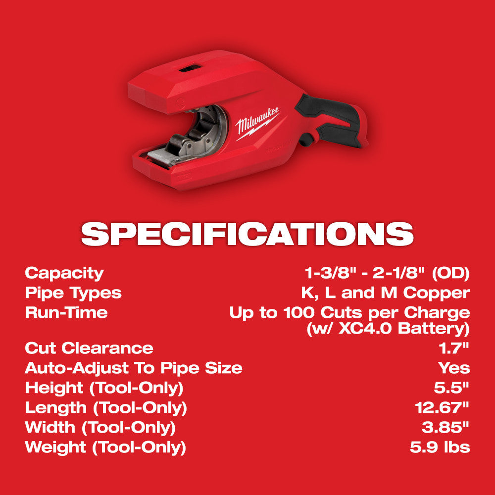 M12™ Brushless 1-1/4" - 2" Copper Tubing Cutter