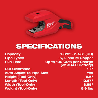 M12™ Brushless 1-1/4" - 2" Copper Tubing Cutter