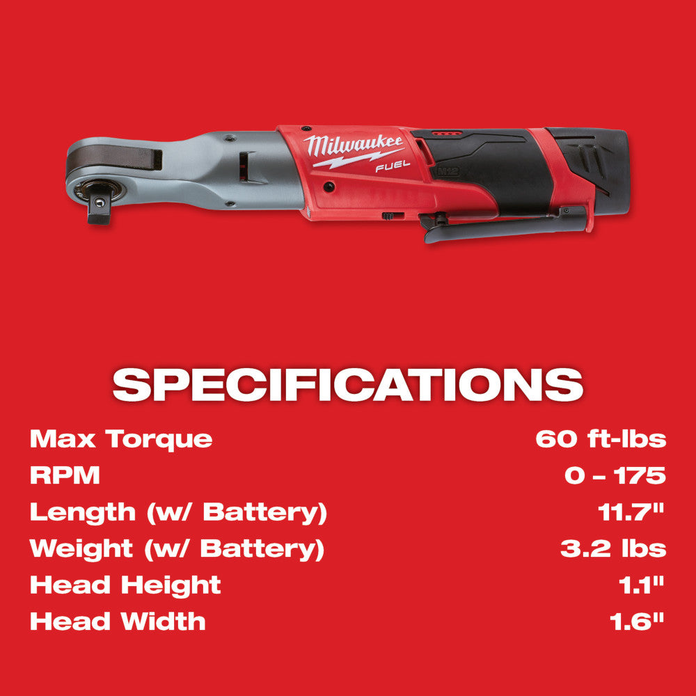 M12 FUEL™ 1/2 in. Ratchet 2 Battery Kit