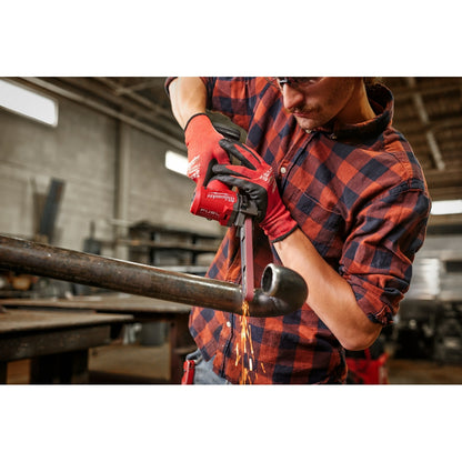 Person using M12 FUEL™ 1/2" X 18" Bandfile on the jobsite