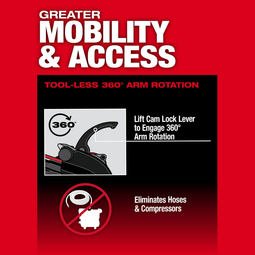 Tool-less 360 degrees Arm Rotation