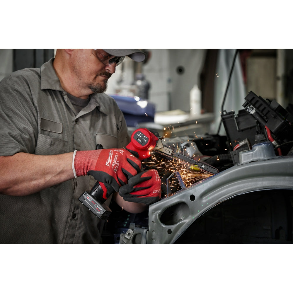 Autoworker using M12 FUEL™ 1/2" X 18" Bandfile