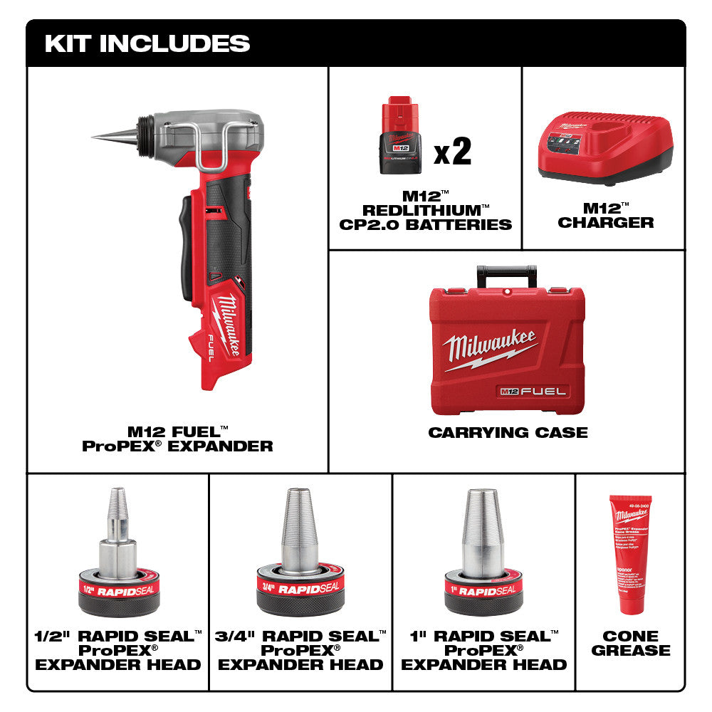 M12 FUEL™ ProPEX® Expander Kit w/ 1/2"-1" RAPID SEAL™  ProPEX® Expander Heads