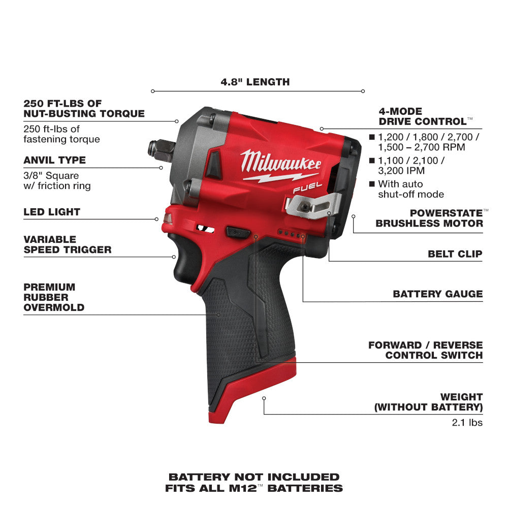 M12 FUEL™ Stubby 3/8 in. Impact Wrench