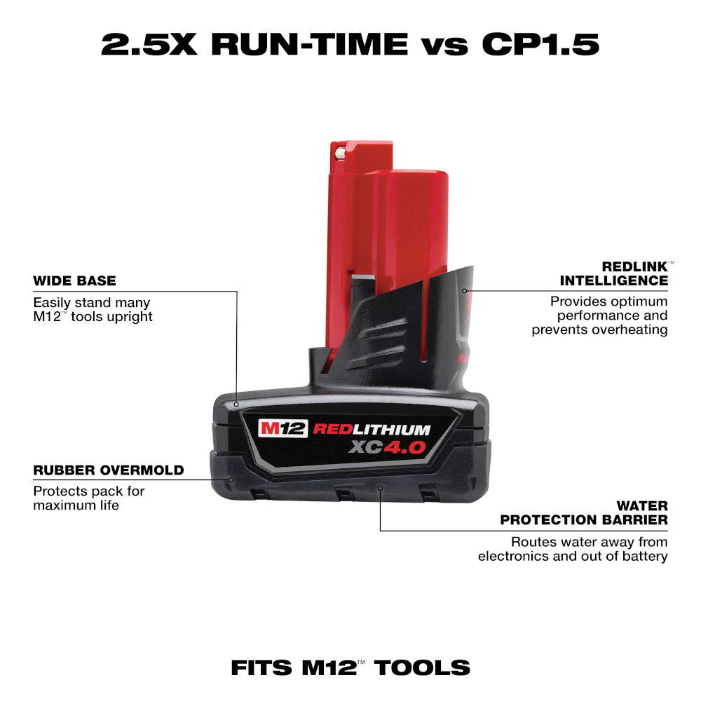 M12™ REDLITHIUM™ XC 4.0Ah Extended Capacity Battery Pack