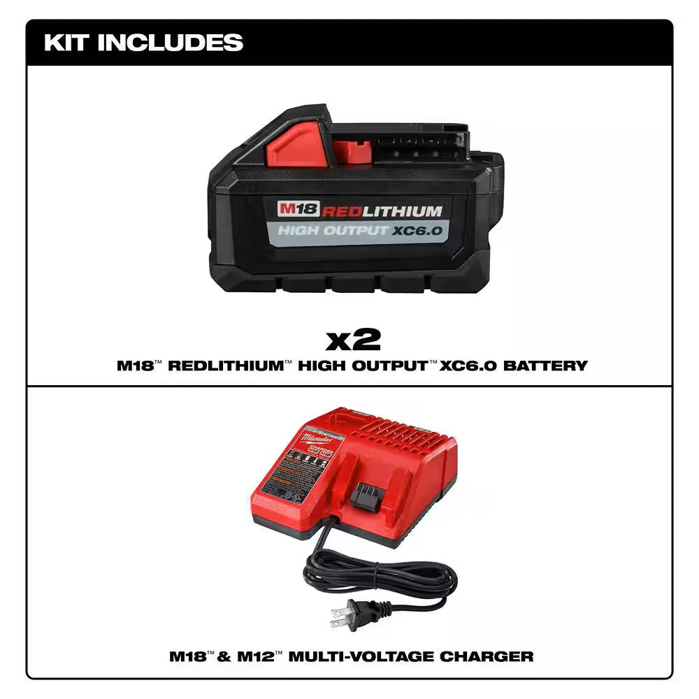 Milwaukee M18 RedLithium battery and charger set on a white background