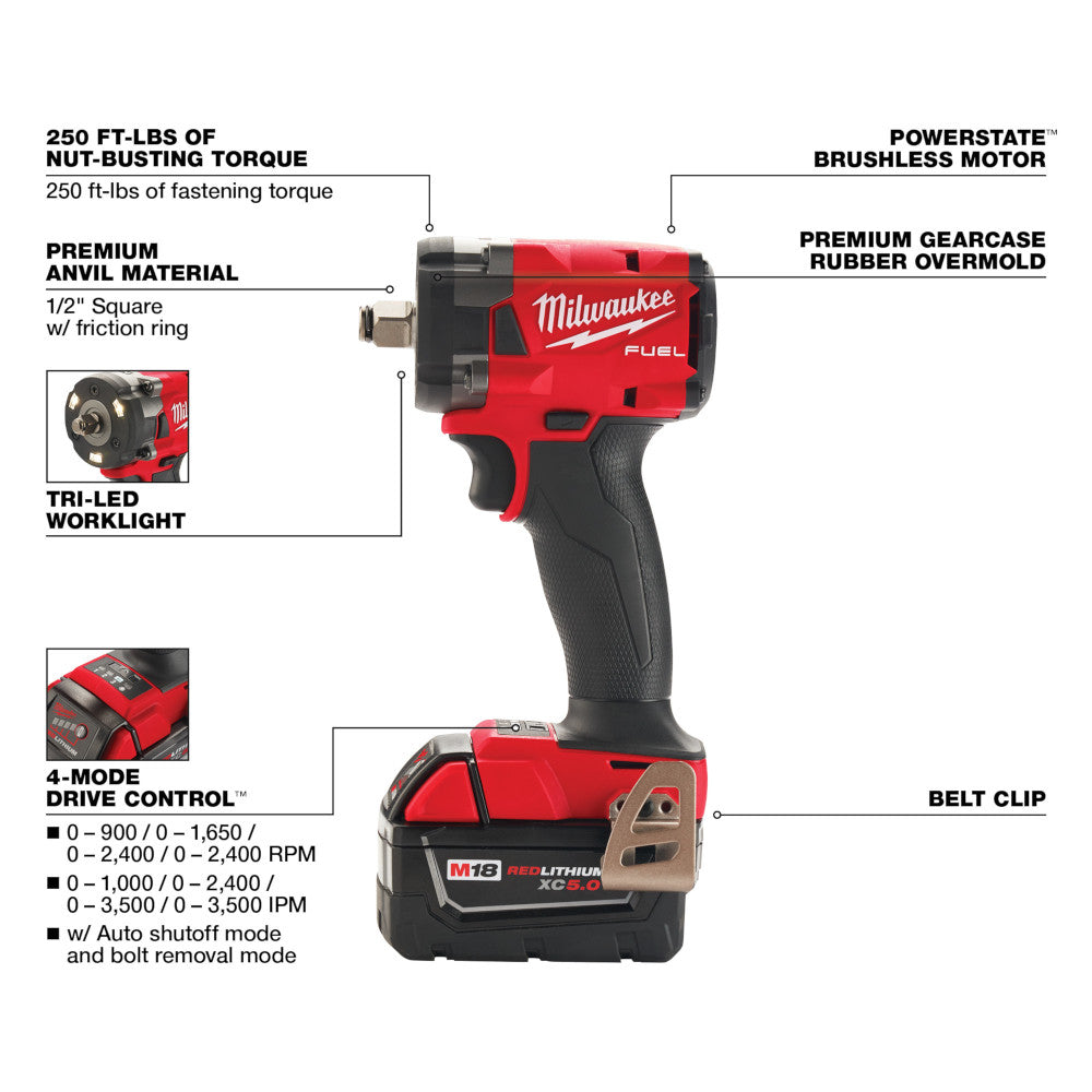 M18 FUEL™ 1/2" Compact Impact Wrench w/ Friction Ring Kit