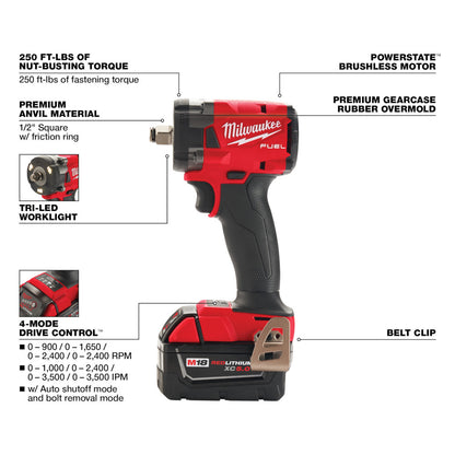 M18 FUEL™ 1/2" Compact Impact Wrench w/ Friction Ring Kit