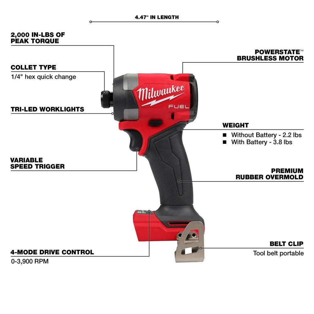 Cordless impact wrench with feature labels on a white background