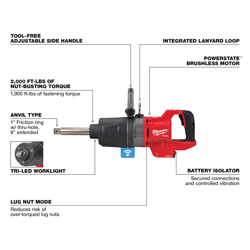 M18 FUEL™ 1 in. D-Handle Ext Anvil High Torque Impact Wrench w/ ONE-KEY™