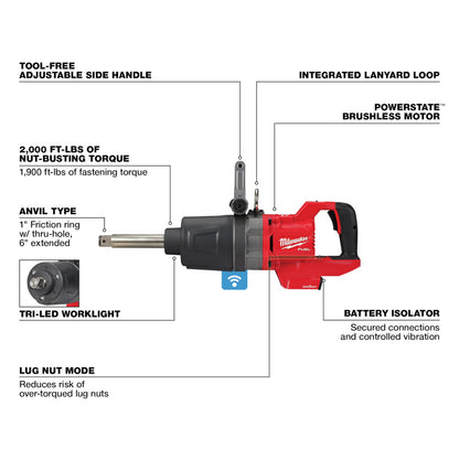 M18 FUEL™ 1 in. D-Handle Ext Anvil High Torque Impact Wrench w/ ONE-KEY™
