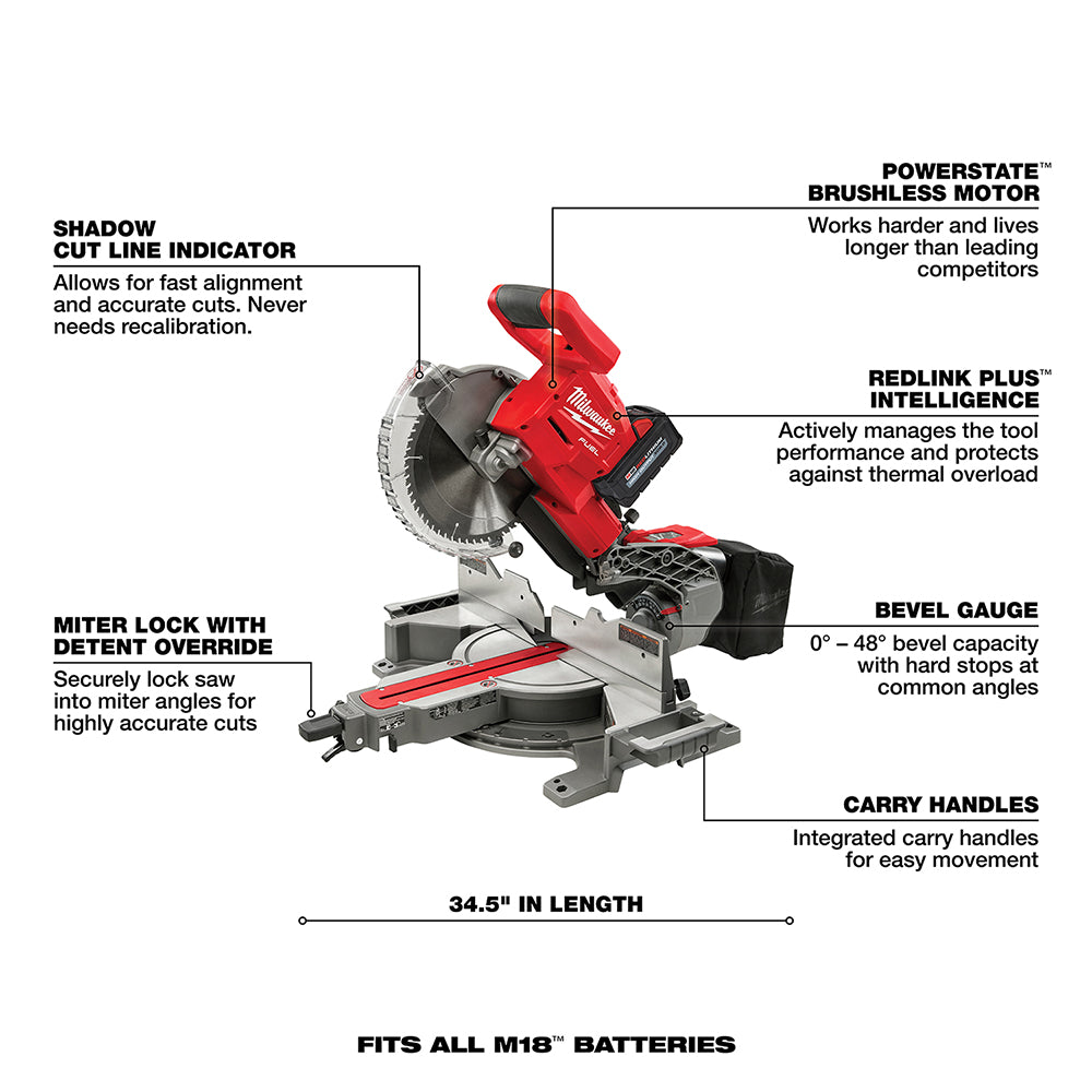 M18 FUEL™ 10" Dual Bevel Sliding Compound Miter Saw Kit