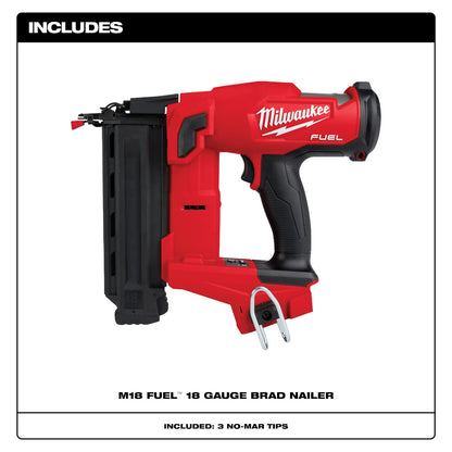 Kit includes: M18 FUEL™ 18 Gauge Brad Nailer and 3 No-Mar Tips
