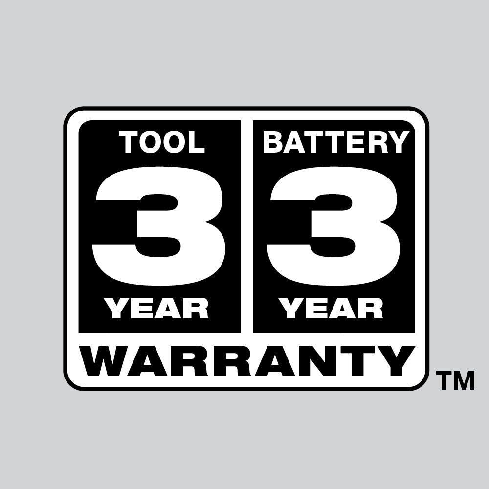 3 Year Warranty for Tool and Battery 