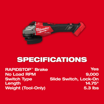 M18 FUEL™ 4-1/2"-6" Braking Grinder, Slide Switch