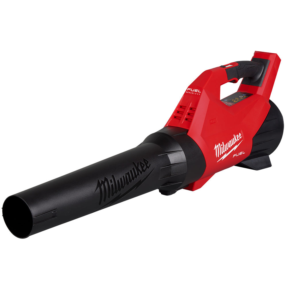 A red and black M18 FUEL™ Blower, a cordless, hand-held air blowing tool.