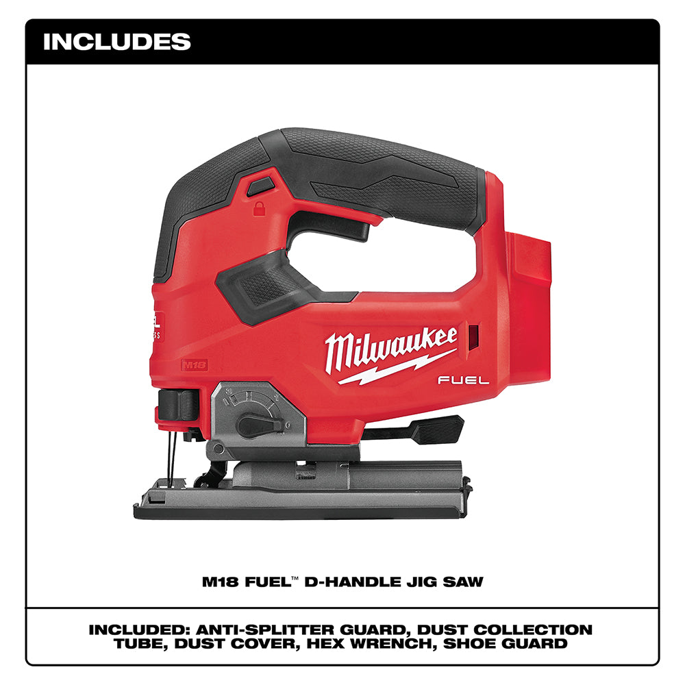 Red Milwaukee M18 Fuel D-Handle Jig Saw on a white background