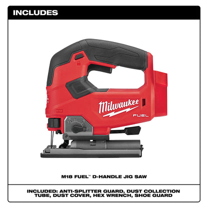 Red Milwaukee M18 Fuel D-Handle Jig Saw on a white background