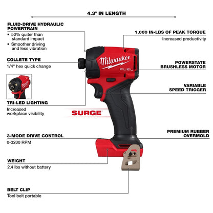 M18 FUEL™ SURGE™ 1/4" Hex Hydraulic Driver