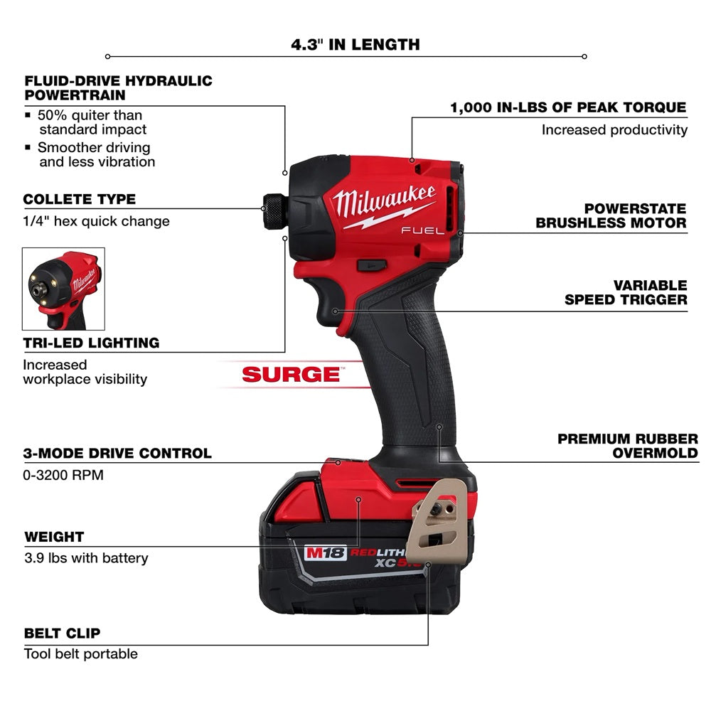 M18 FUEL™ SURGE™ 1/4" Hex Hydraulic Driver Kit