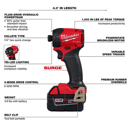 M18 FUEL™ SURGE™ 1/4" Hex Hydraulic Driver Kit