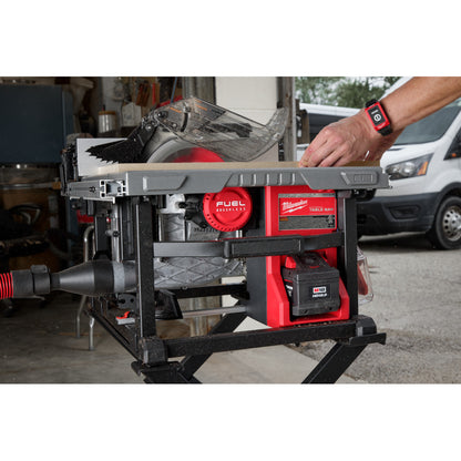 M18™ REDLITHIUM™ FORGE™ HD12.0 Battery Pack in a Circular saw in use in a garage setting 