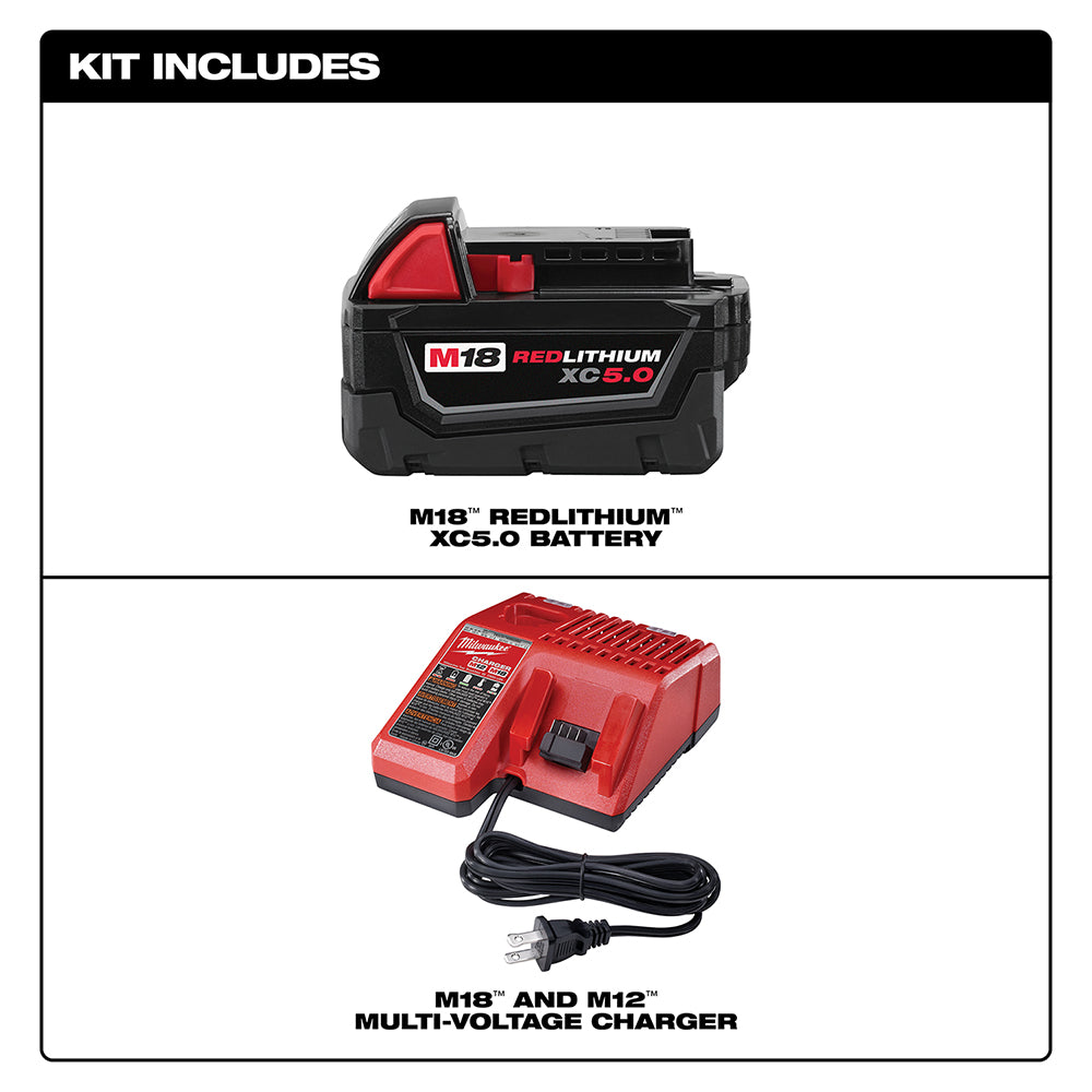 Battery and charger included in the kit on a white background