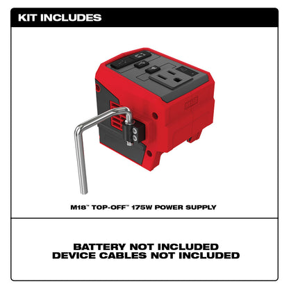 Milwaukee M18 TOP-OFF 175W power supply on a white background