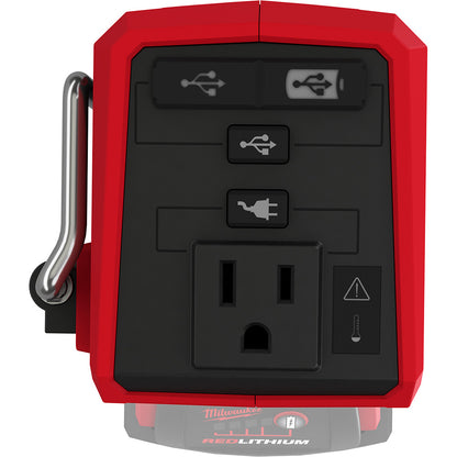 Milwaukee M18 TOP-OFF 175W power supply with multiple ports on a white background