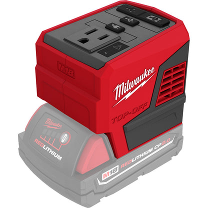 Milwaukee M18 TOP-OFF 175W power supply with outlets and ports.