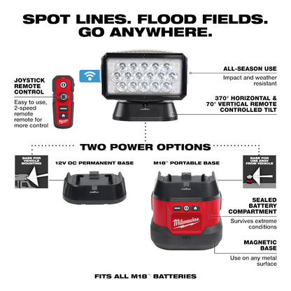M18™ Utility Remote Control Search Light Kit w/ Portable Base