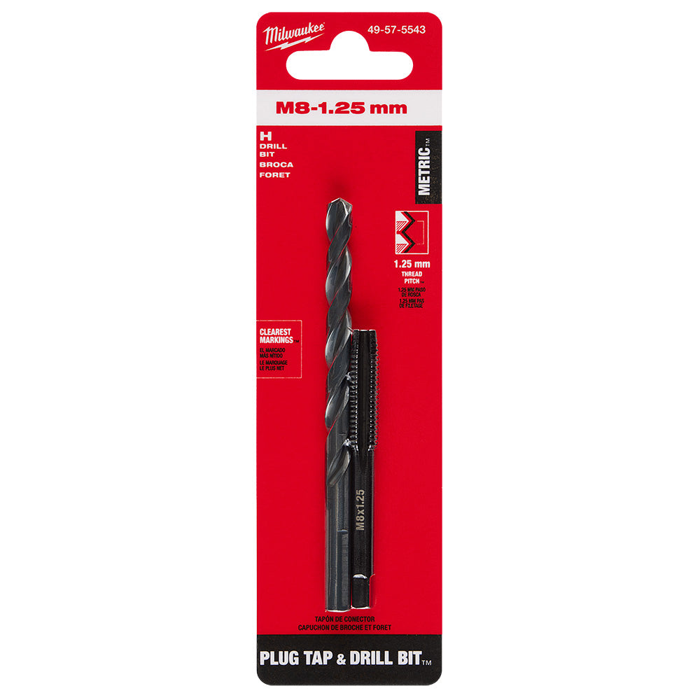 M8-1.25 mm Straight Flute Plug Tap & H Drill Bit