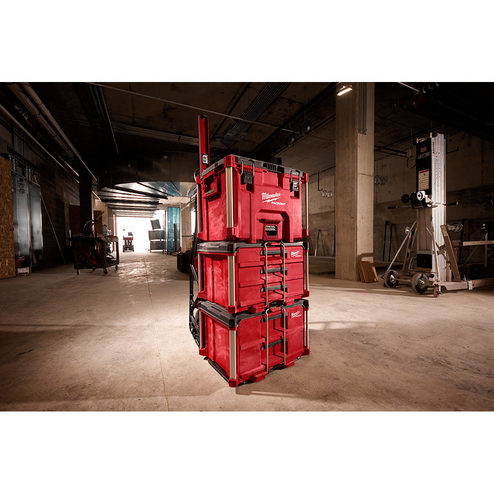 Stack of PACKOUT Boxes in a warehouse.