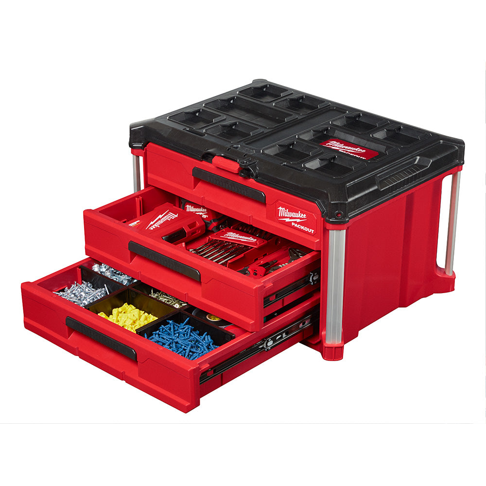 PACKOUT™ 3-Drawer Tool Box with open drawers on a white background