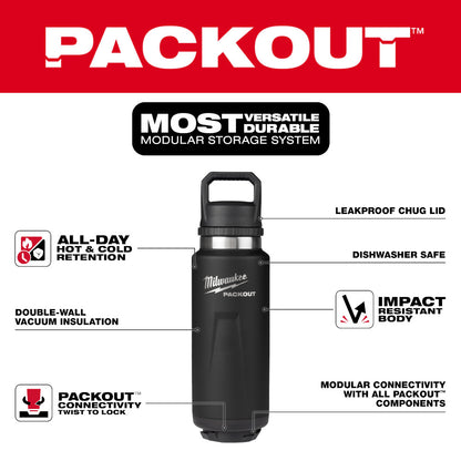 PACKOUT™ 36oz Insulated Bottle with Chug Lid - Black