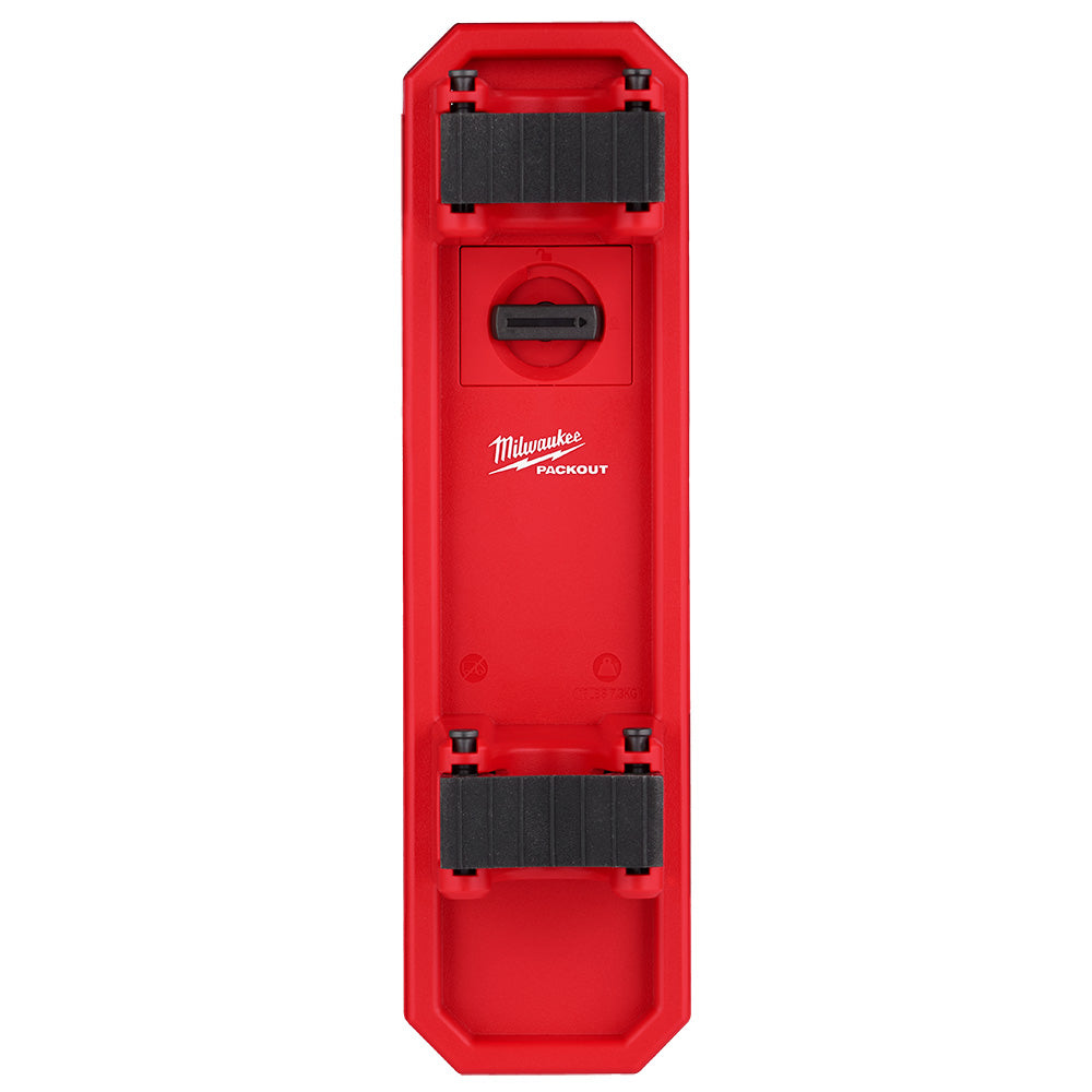 Red tool holder with black straps on a white background