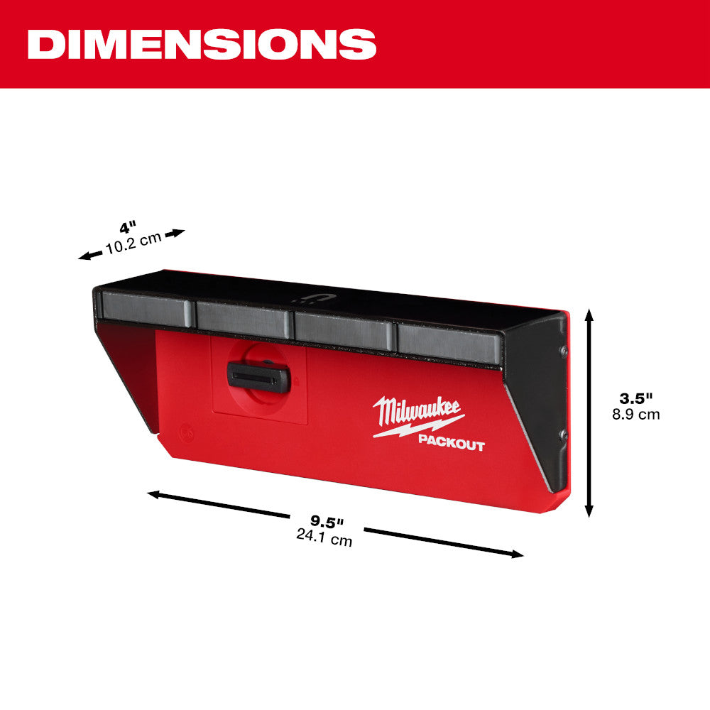 PACKOUT™ Magnetic Rack with dimensions labeled on a white background.