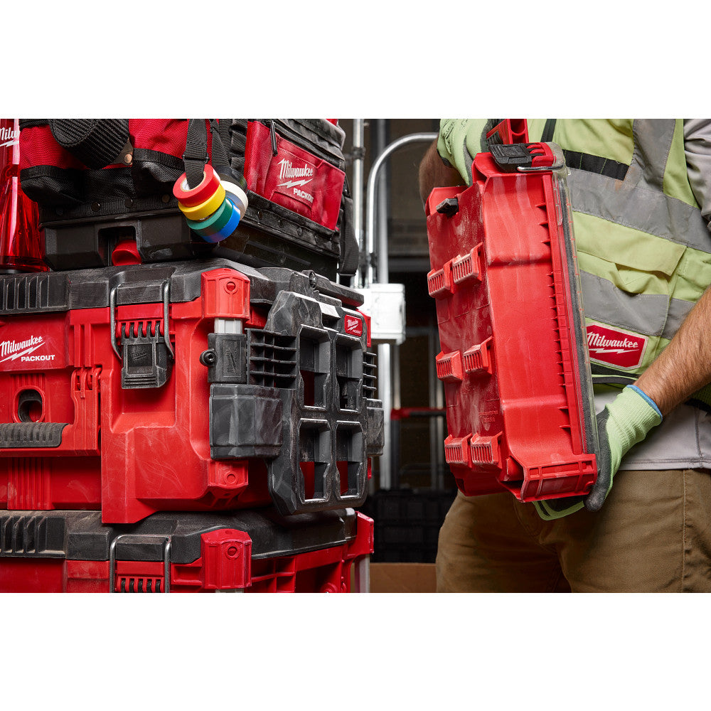 PACKOUT™ Tool Box Compact Plate being attached to a PACKOUT™ 
 configuration