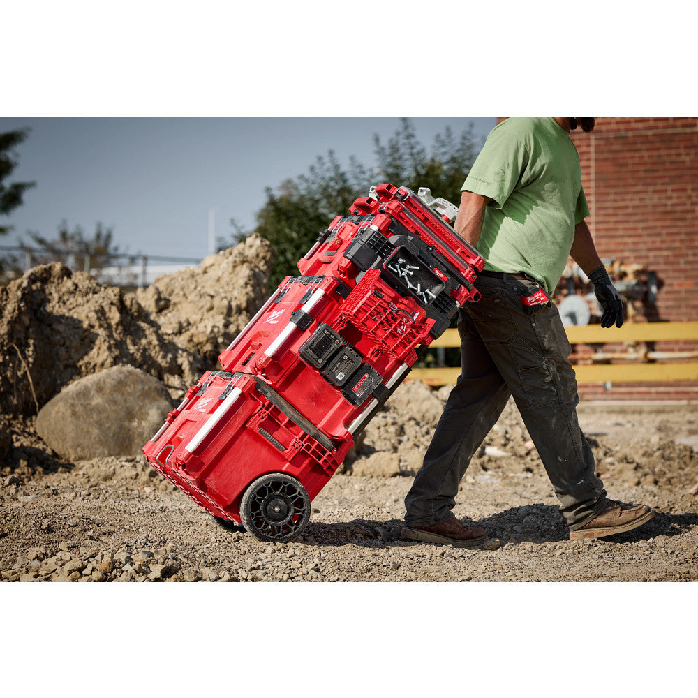 PACKOUT™ Tool Box M18™ Battery Rack Attachment on the jobsite