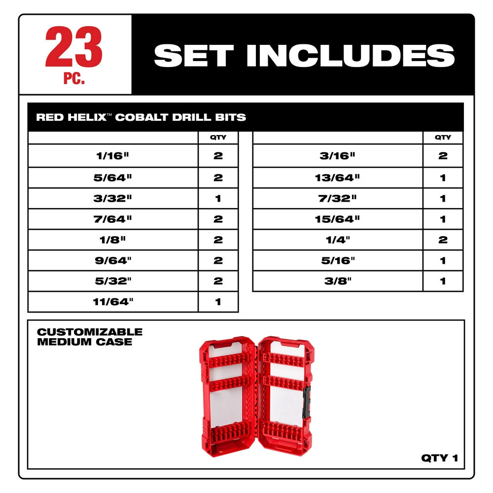RED HELIX™ Cobalt Drill Bit Set – 23PC