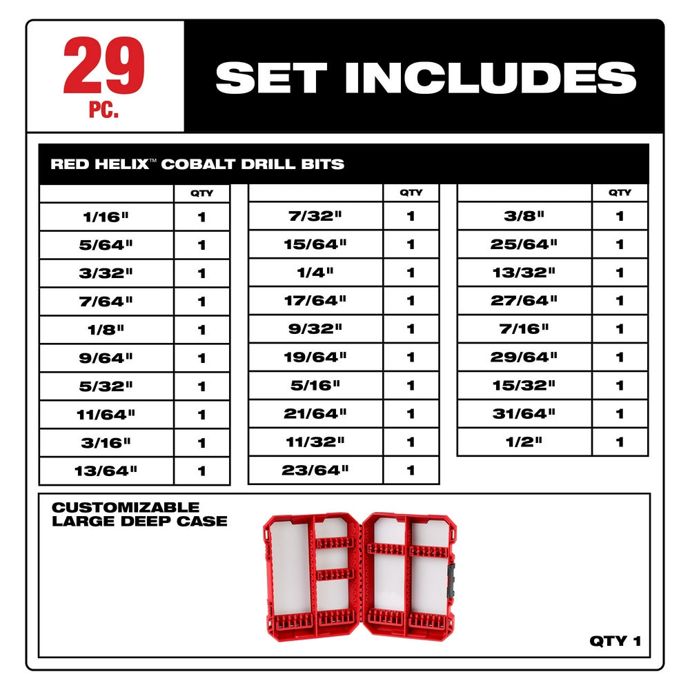 RED HELIX™ Cobalt Drill Bit Set – 29PC