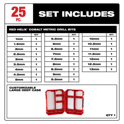 RED HELIX™ Cobalt Metric Drill Bit Set – 25PC