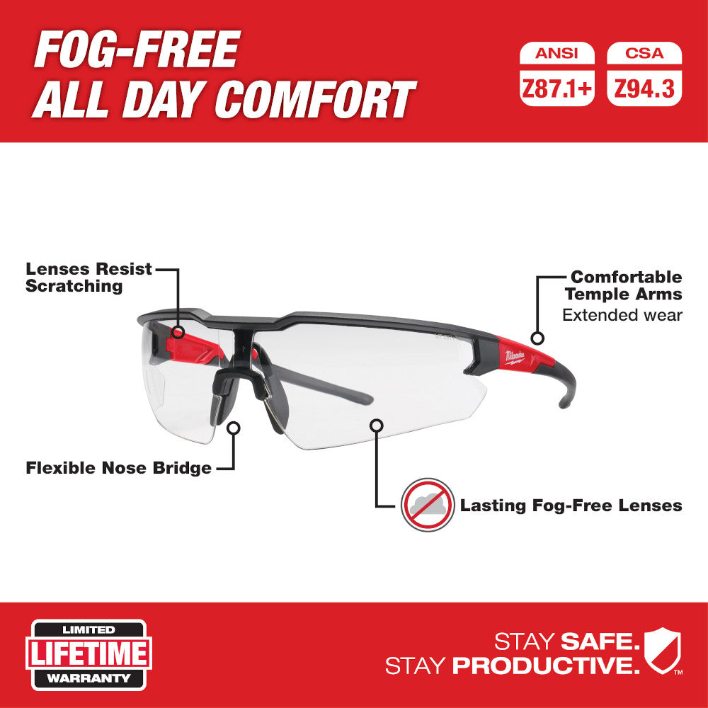 Safety Glasses - Clear Fog-Free Lenses