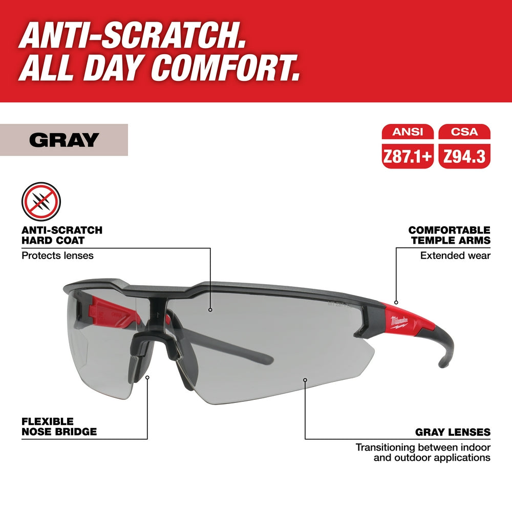 Safety Glasses - Gray Anti-Scratch Lenses