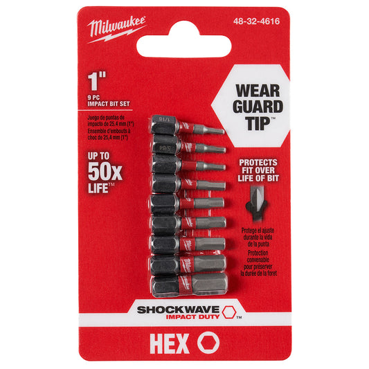 SHOCKWAVE™ 1" Impact Duty Hex Insert Bit Set -9PC