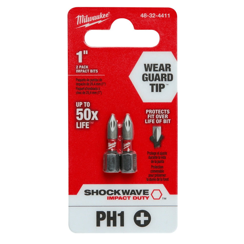 SHOCKWAVE™ 1" Impact Duty Phillips #1 Insert Bits (2 PK)