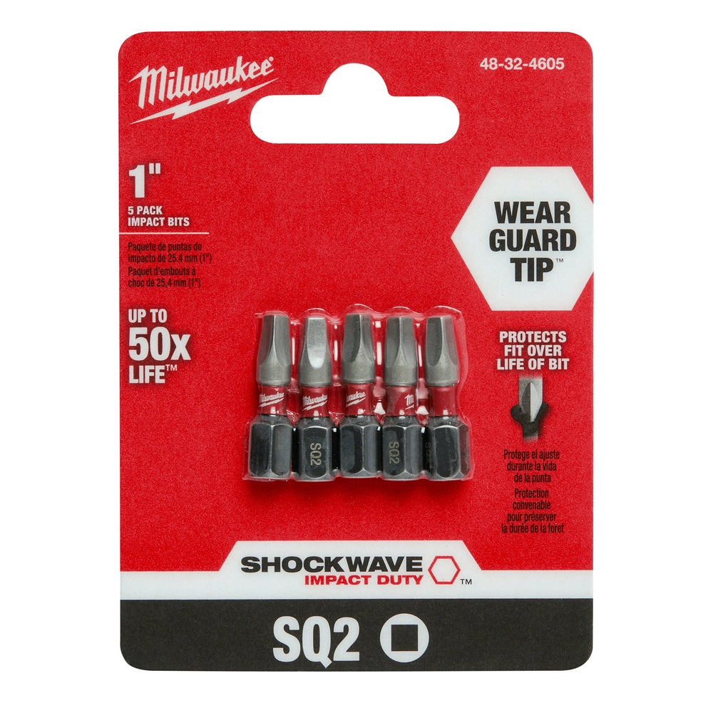 SHOCKWAVE™ 1" Impact Duty Square Recess #2 Insert Bits (5 PK)