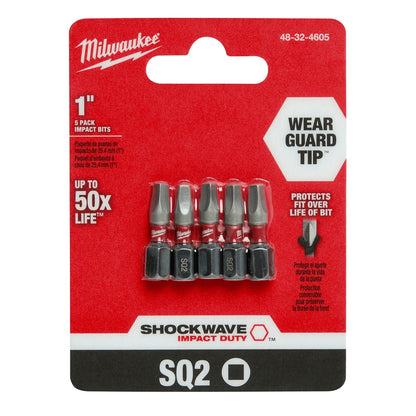 SHOCKWAVE™ 1" Impact Duty Square Recess #2 Insert Bits (5 PK)